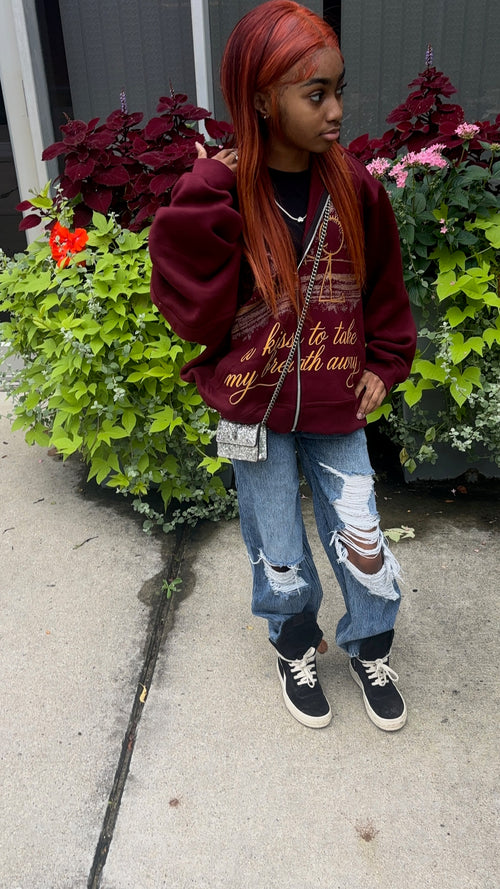 Delicate Feelings Hoodie (Burgandy)